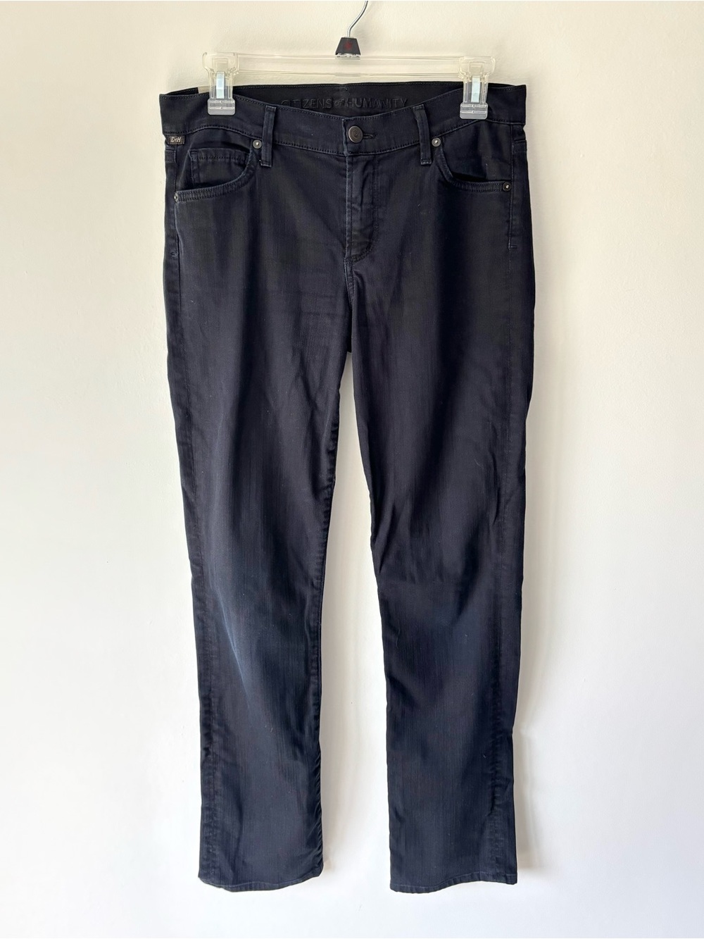 Citizens of Humanity Black Denim High Waist Straight Leg Jeans